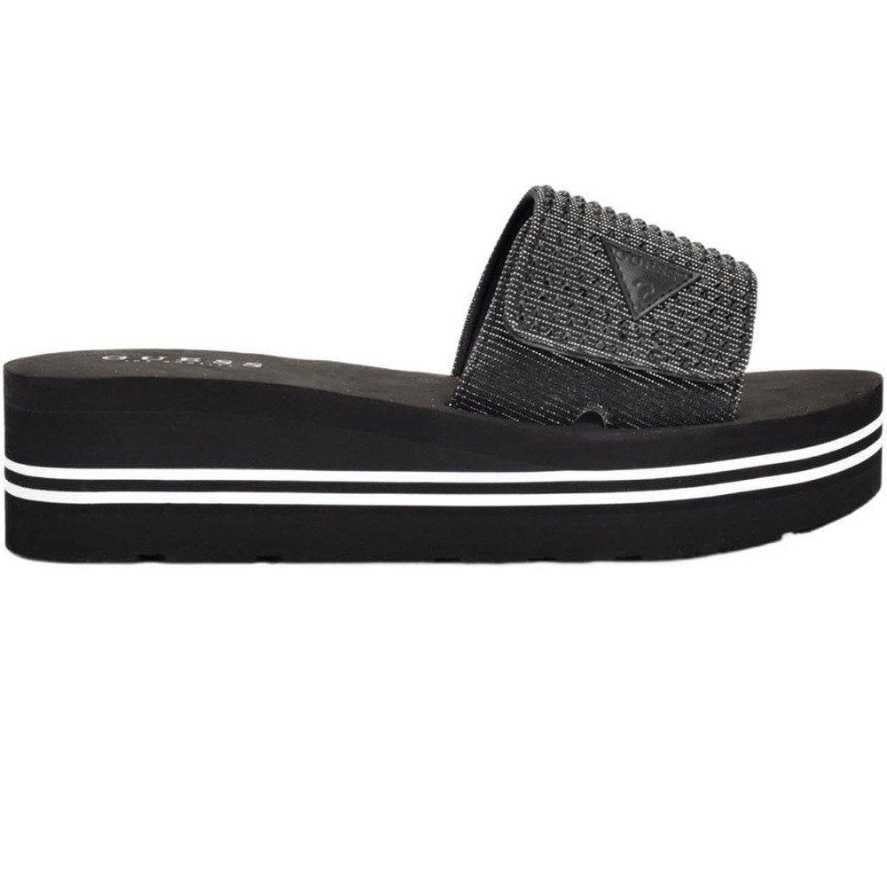 GUESS Black Rhinestone Platform Slides - Picture 3 of 8